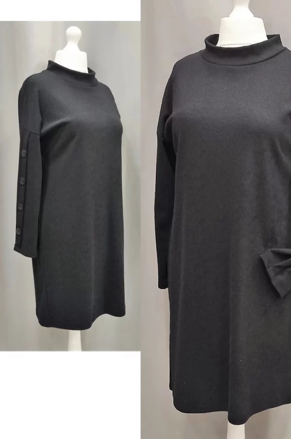 Φόρεμα μαύρο ελαστικό σε ίσια γραμμή 3
