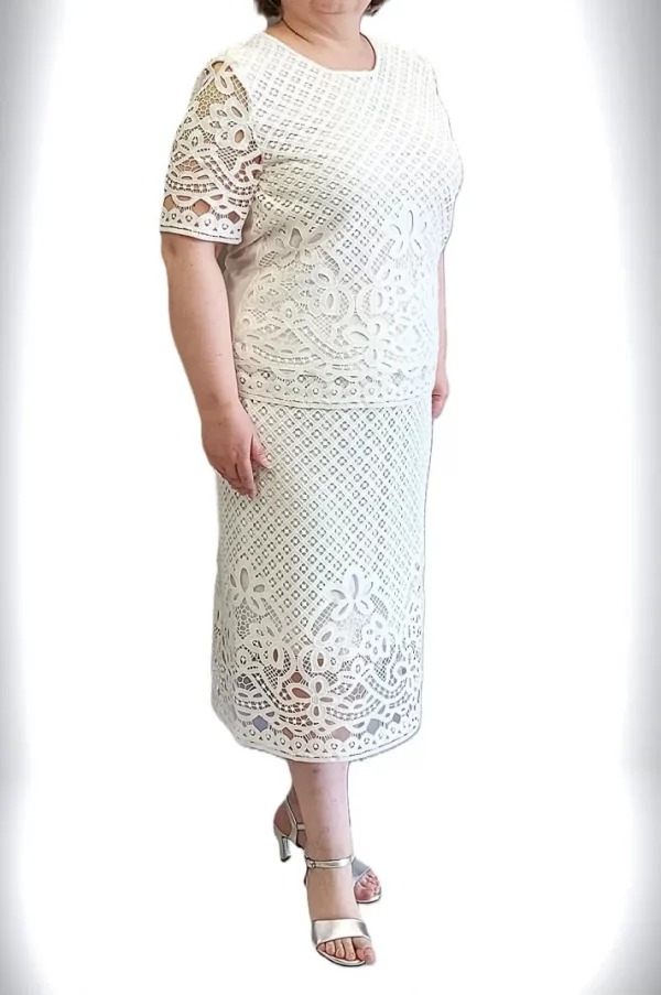 Λευκή φούστα απο κιπούρ δαντέλα με λάστιχο