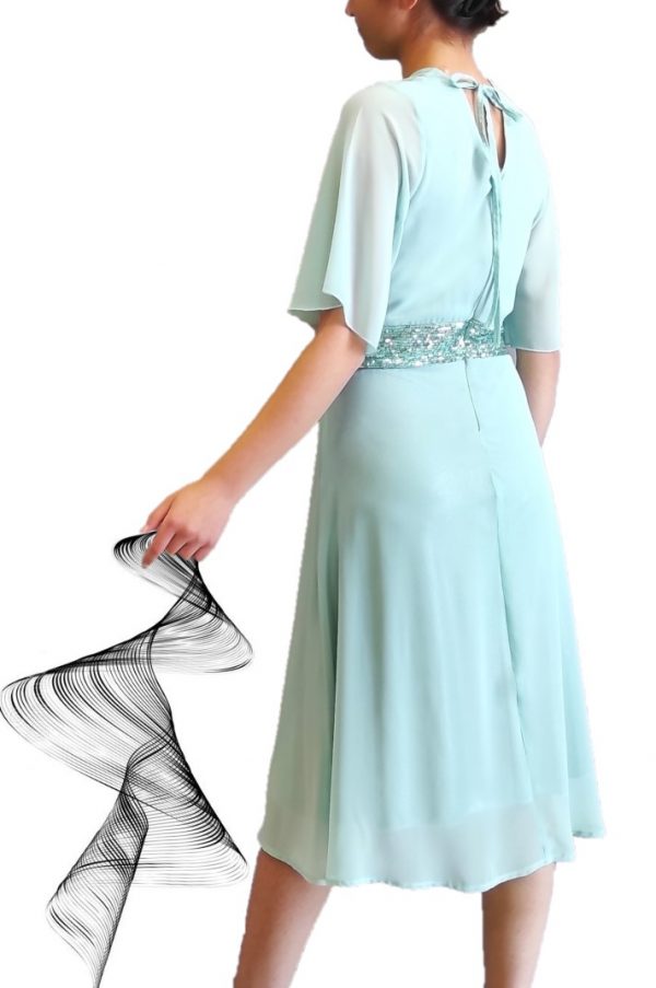 Midi κρουαζέ φόρεμα μουσελίνα με παγιέτα