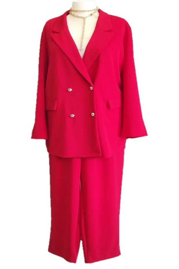 Κόστούμι κόκκινο oversize κρέπ ελαστικό