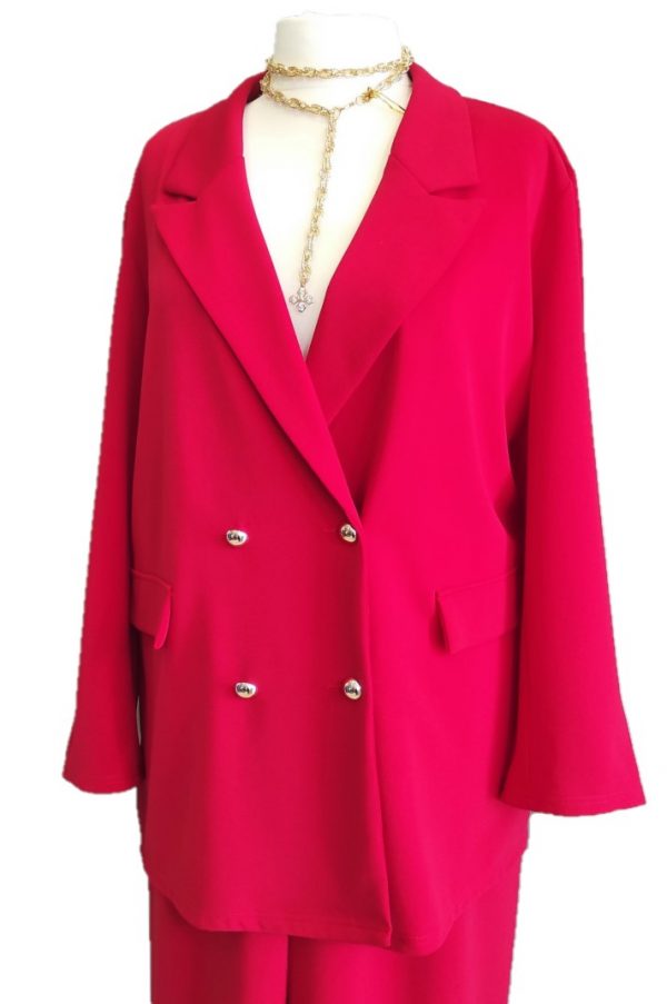 Κόστούμι κόκκινο oversize κρέπ ελαστικό