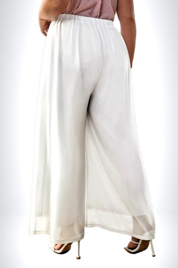 Λευκή παντελόνα μουσελίνα με λάστιχο