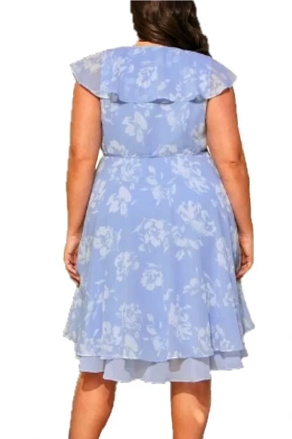 Κρουαζέ φλοράλ φόρεμα με βολάν γιακά