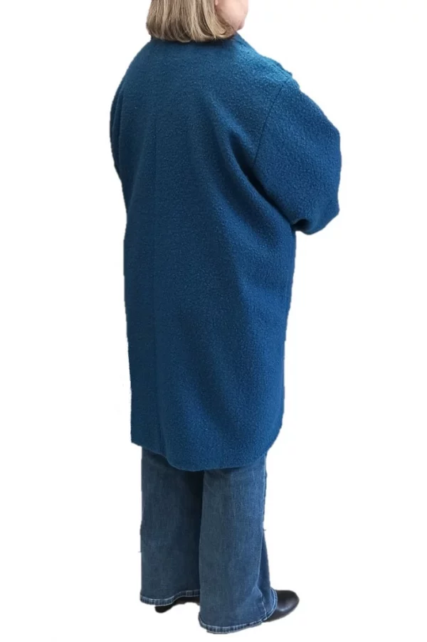 Ημίπαλτο με πέτο γιακά σε μπλέ ράφ χρώμα
