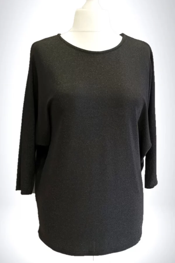 Ελαστική μπλούζα μαύρο λούρεξ με ρεγκλάν μανίκια
