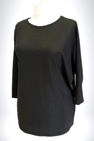 Ελαστική μπλούζα μαύρο λούρεξ με ρεγκλάν μανίκια