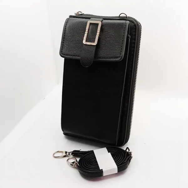 Πορτοφόλι τσαντάκι για κινητό μαύρο με λουράκι
