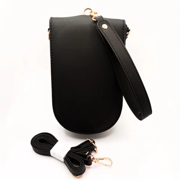 Μαύρο τσαντάκι πορτοφόλι με αποσπώμενο λουράκι