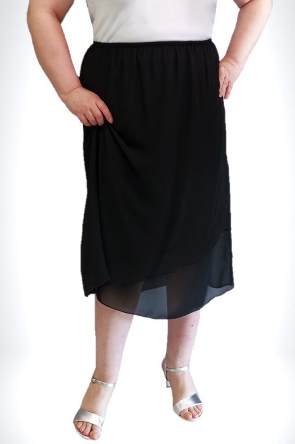 Midi μαύρη φούστα μουσελίνα με ψιλό λάστιχο στην μέση