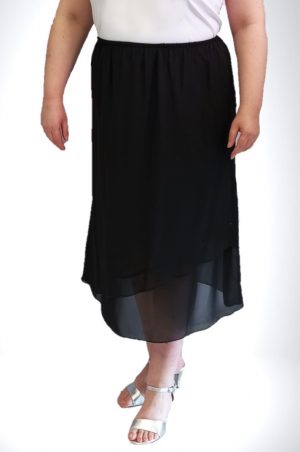 Midi μαύρη φούστα μουσελίνα με ψιλό λάστιχο στην μέση