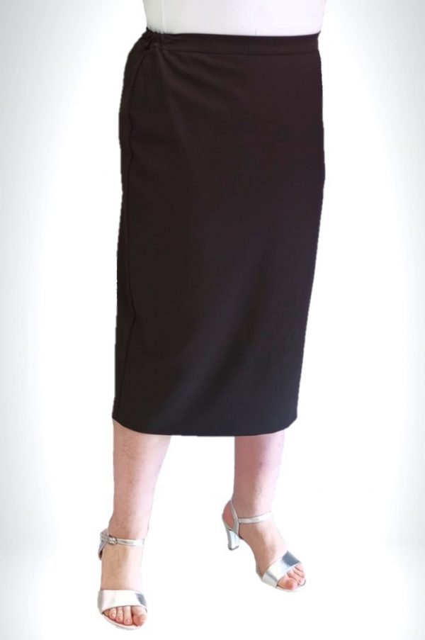 Midi πένσιλ φούστα μαύρη με λαστιχάκι στα πλαϊ της μέσης