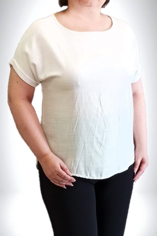 Ασύμμετρη μπλούζα λινό με μικρή πιέτα στην πλάτη