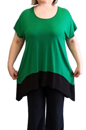 Ασύμμετρη μακριά μπλούζα πράσινη ελαστική