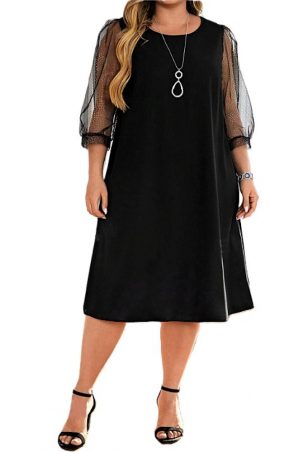 Μαύρο φόρεμα με τρουακάρ μανίκι ζορζέτα