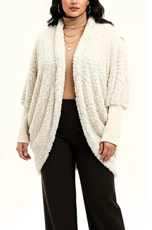 Λευκό πανωφόρι χουχουλιάρικο μαλακό