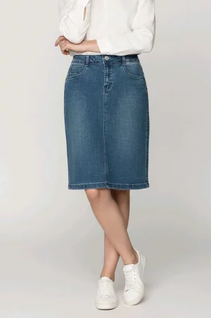 Τζίν φούστα πένσιλ ελαστική μπλέ