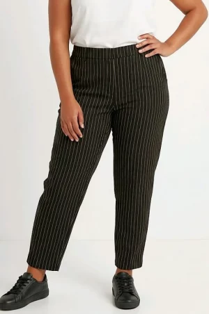 Ψηλόμεσο παντελόνι με λάστιχο στην μέση μαύρο ριγιέ